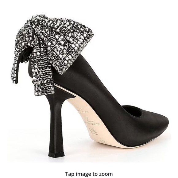 Antonio Melani Black Satin Crystal Bow Apollo Bow Satin Pump NWOB Size 8.5M - Picture 4 of 15
